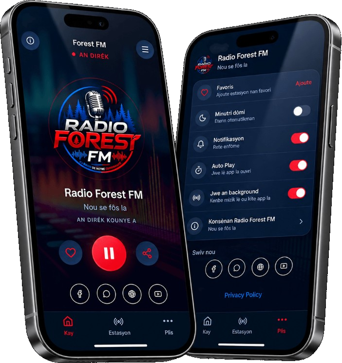 L'application Radio Forest FM sur téléphone.